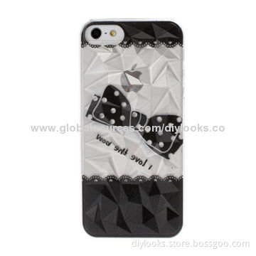 3D Diamond Bowknot Pattern PC Protection Case for iPhone 5 and 5S